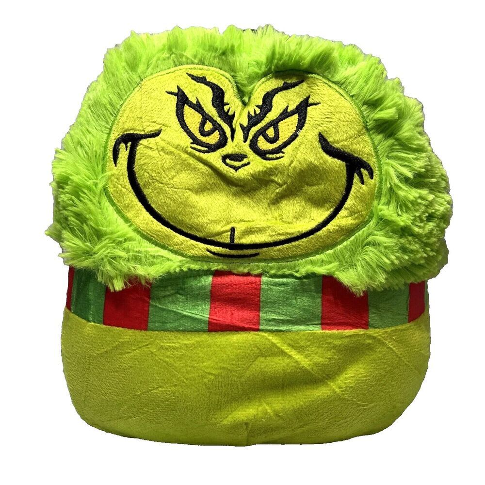 Dr Suess The Grinch Plushy Pillow Green Toy Small Fuzzy Squishy Soft New